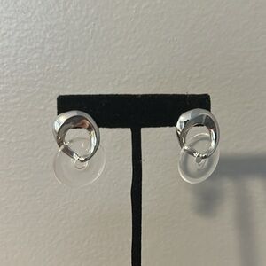 Two tone hoop dangle earrings NIB